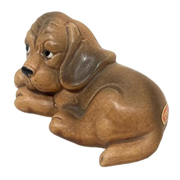 Vintage Ceramic Brown Hound Dog Figurine 3" x 1.25" Made in Japan - Picture 5 of 6